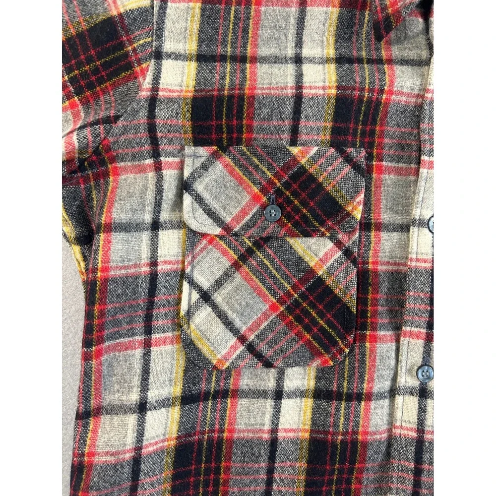 JCPenney Flannel Shirt Mens Medium Tall Red Plaid 100% Virgin Wool Vintage‎